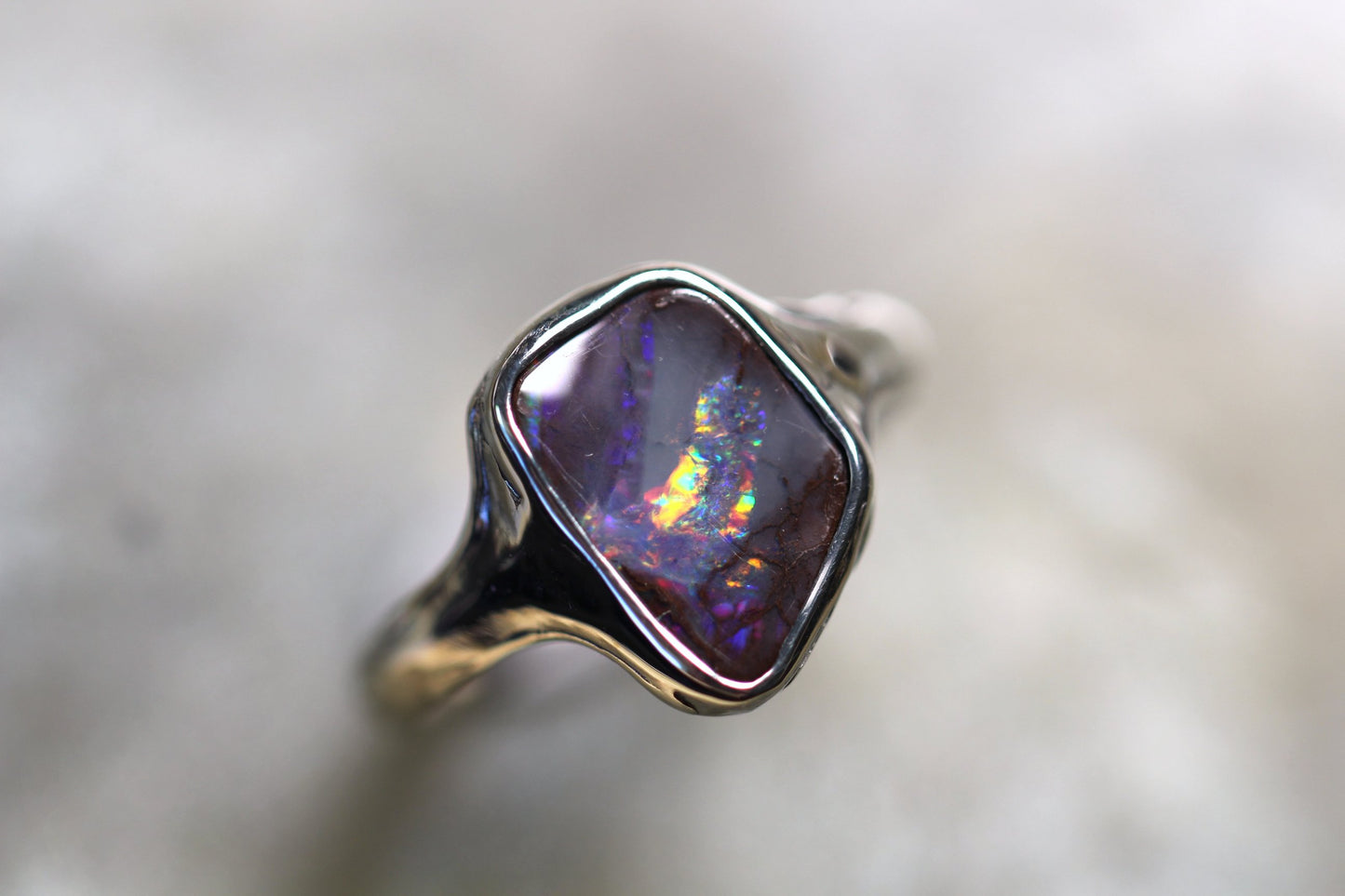 Boulder Opal and Sterling Silver Ring