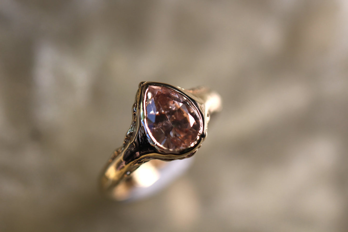 Australian Harts Range Zircon and Solid 9ct Yellow Gold Ring