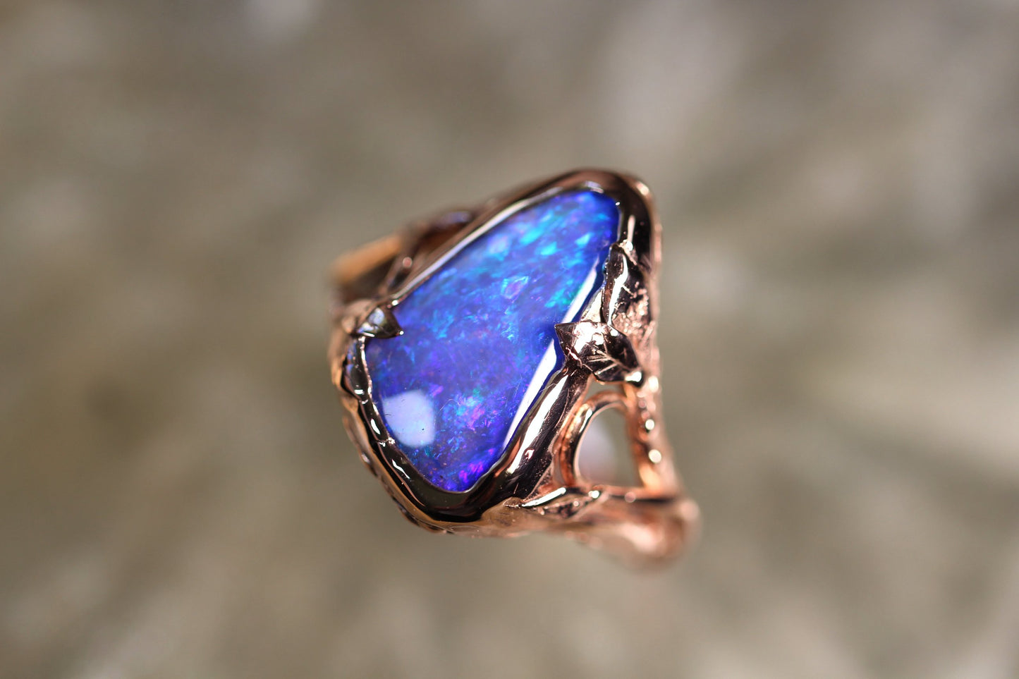 Boulder Opal and Solid 9ct Rose Gold Ring