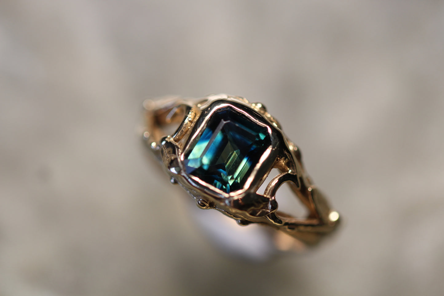 2ct Australian Parti Sapphire and Solid 9ct Yellow Gold Ring