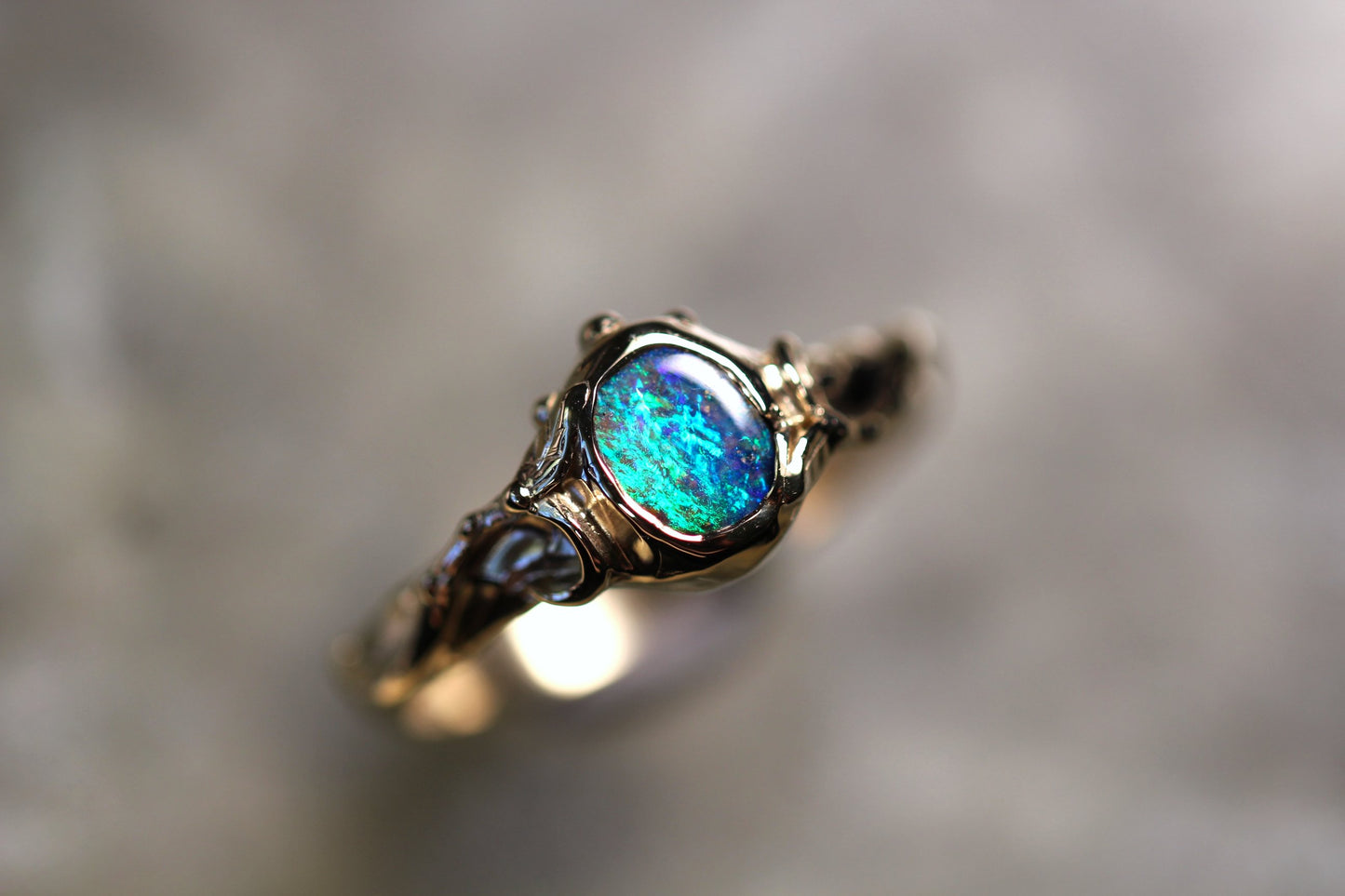 Boulder Opal and Solid 9ct Yellow Gold Ring
