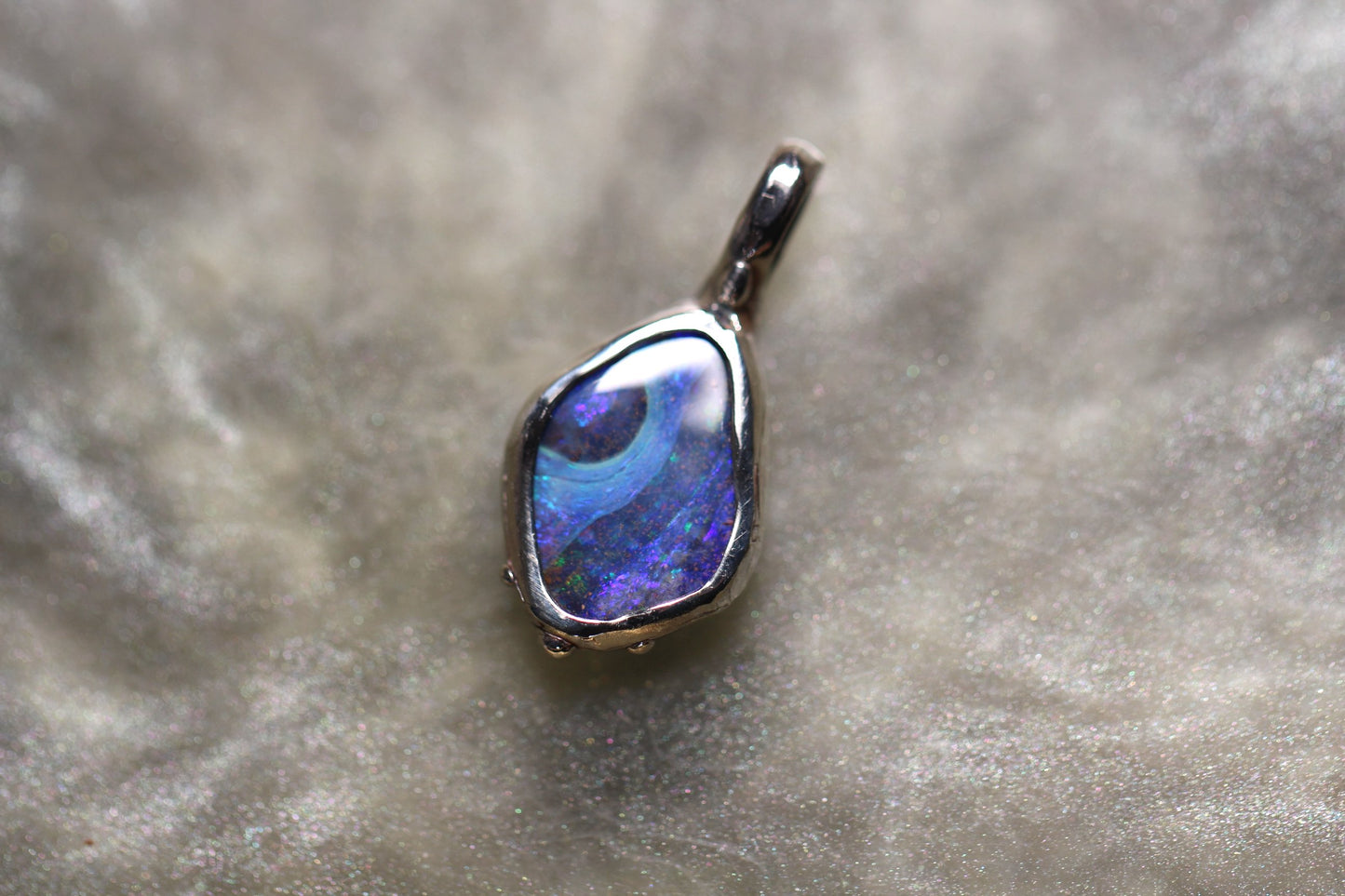 Boulder Opal and Sterling Silver Pendant