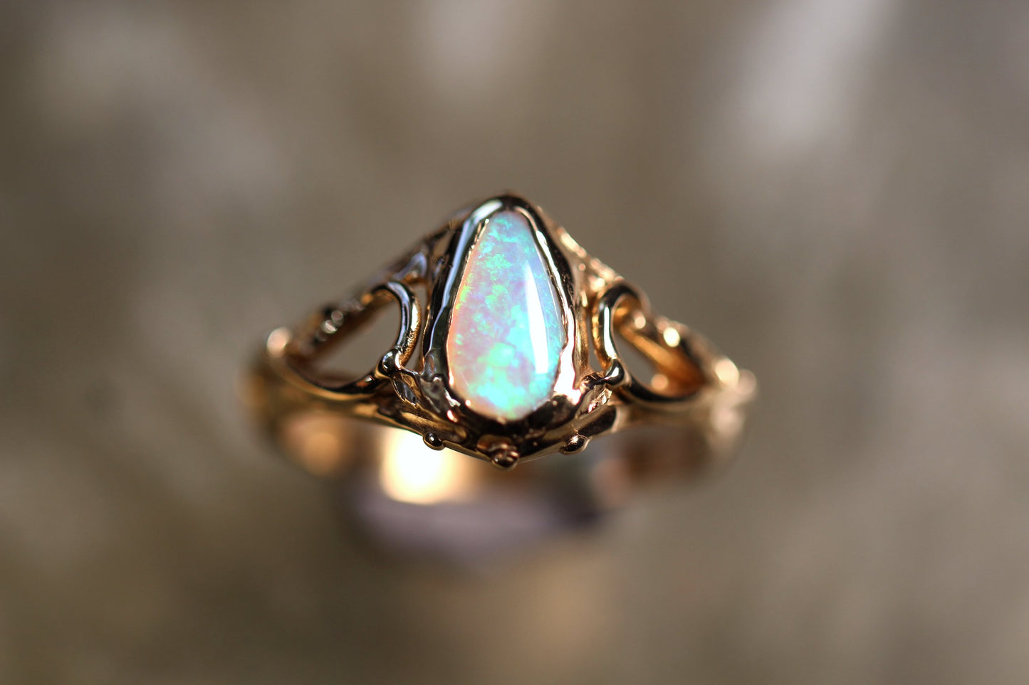 Lightning Ridge Opal and Solid 9ct Yellow Gold Ring