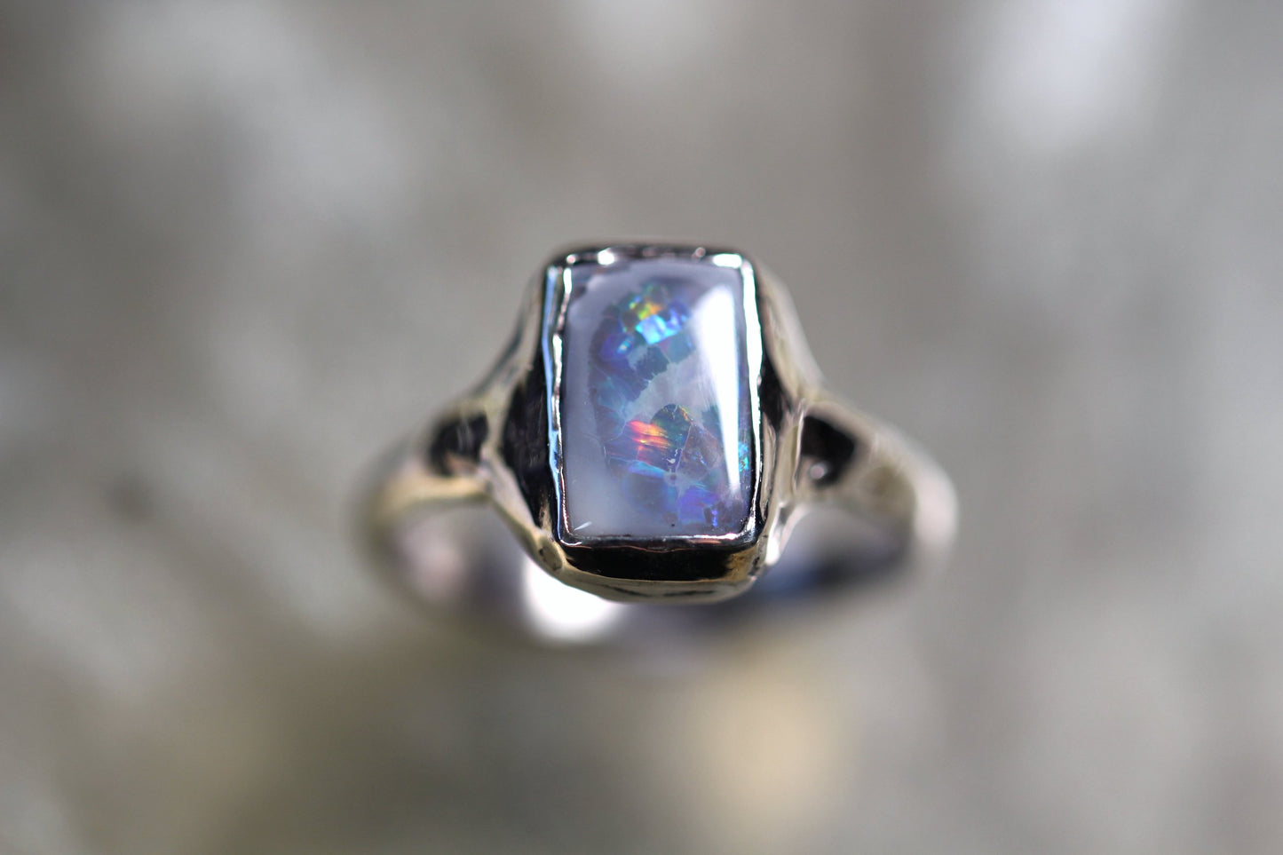 Lightning Ridge Opal and Sterling Silver Ring