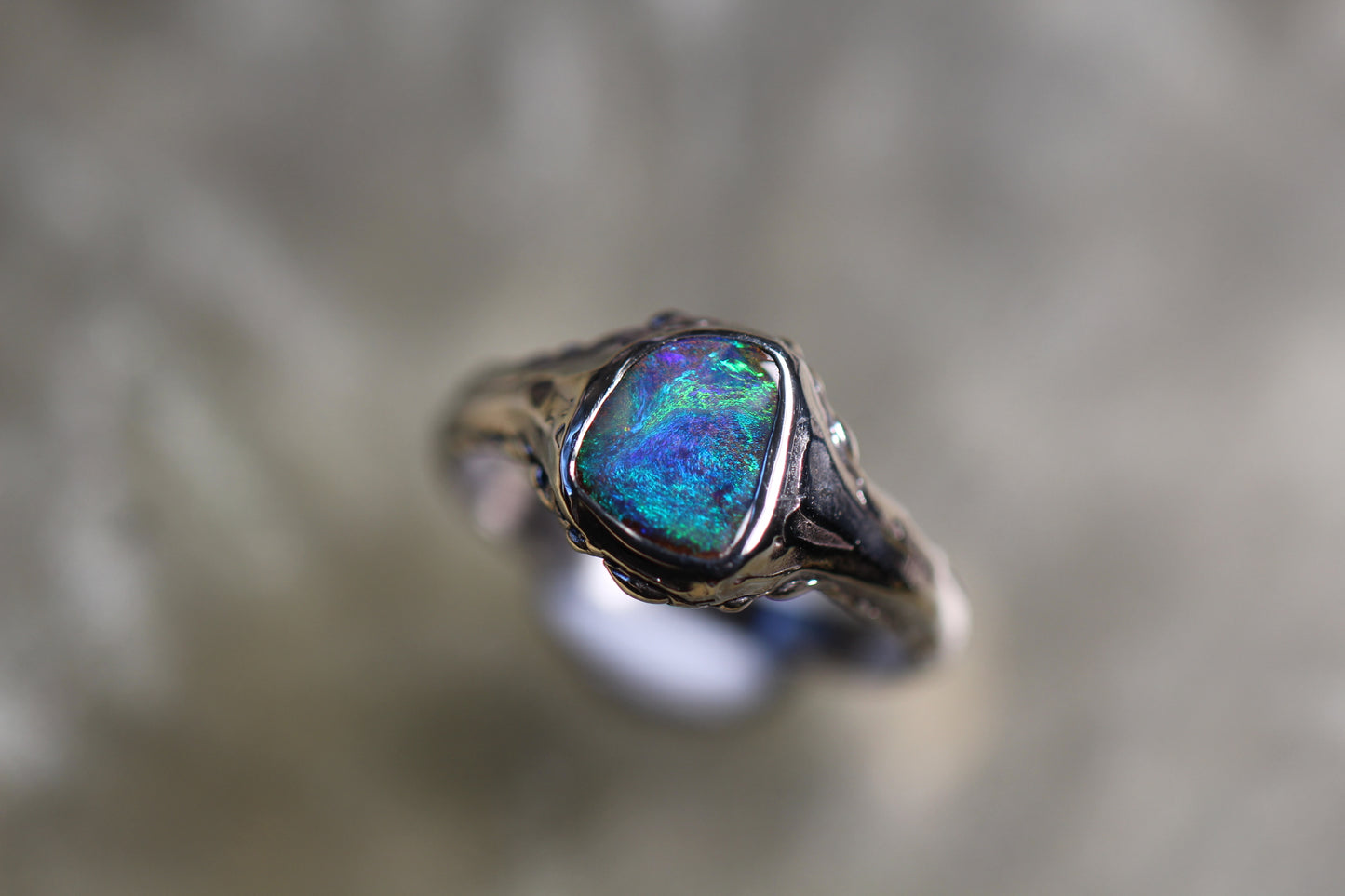 Boulder Opal and Sterling Silver Ring