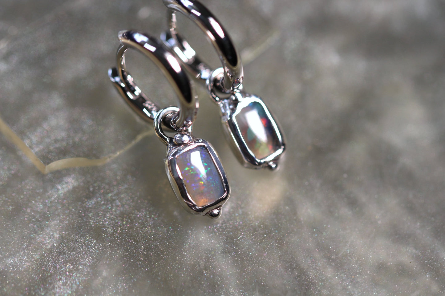 Lightning Ridge Opal and Sterling Silver Earrings