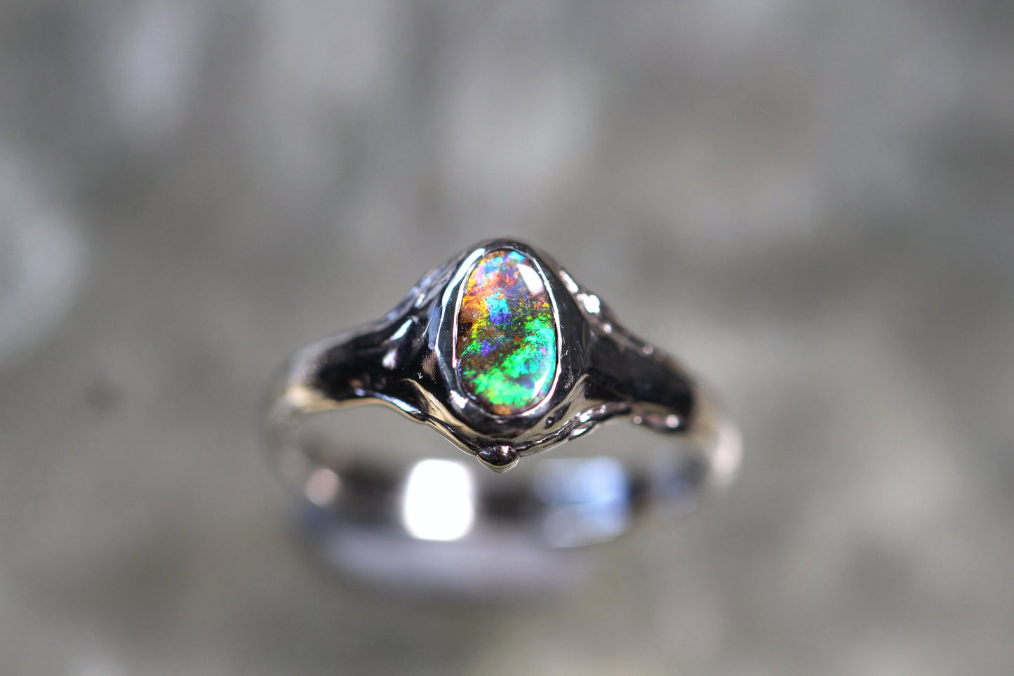 Boulder Opal and Sterling Silver Ring