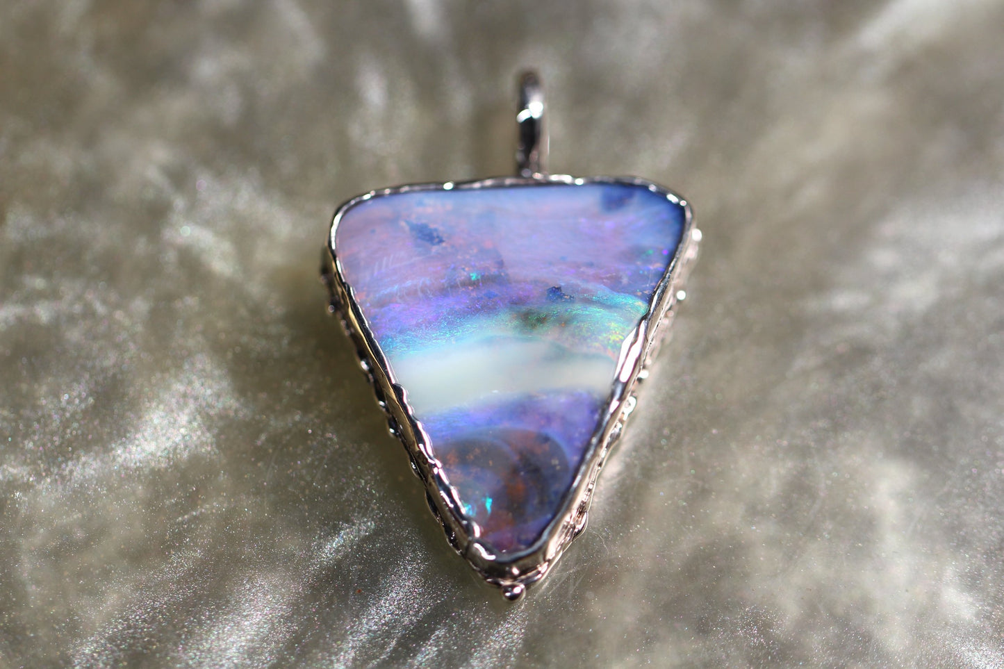 Boulder Opal and Sterling Silver Pendant