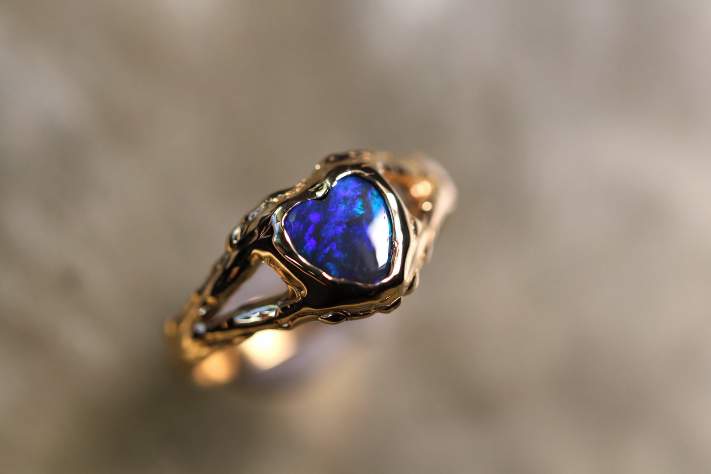 Lightning Ridge Opal and Solid 9ct Yellow Gold Ring