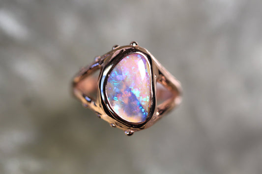Boulder Opal and Solid 9ct Rose Gold Ring