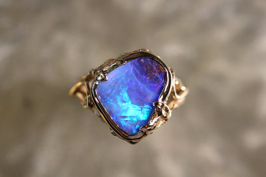 Boulder Opal and Solid 9ct Yellow Gold Ring