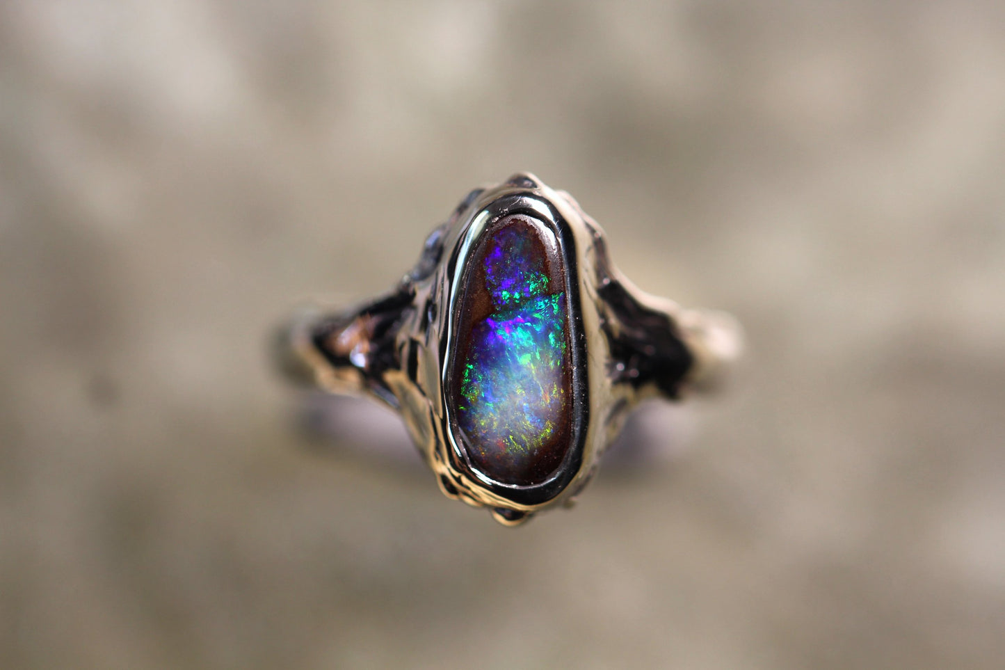 Boulder Opal and Sterling Silver Ring