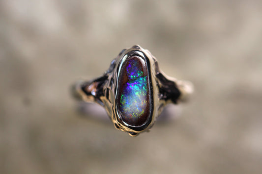 Boulder Opal and Sterling Silver Ring