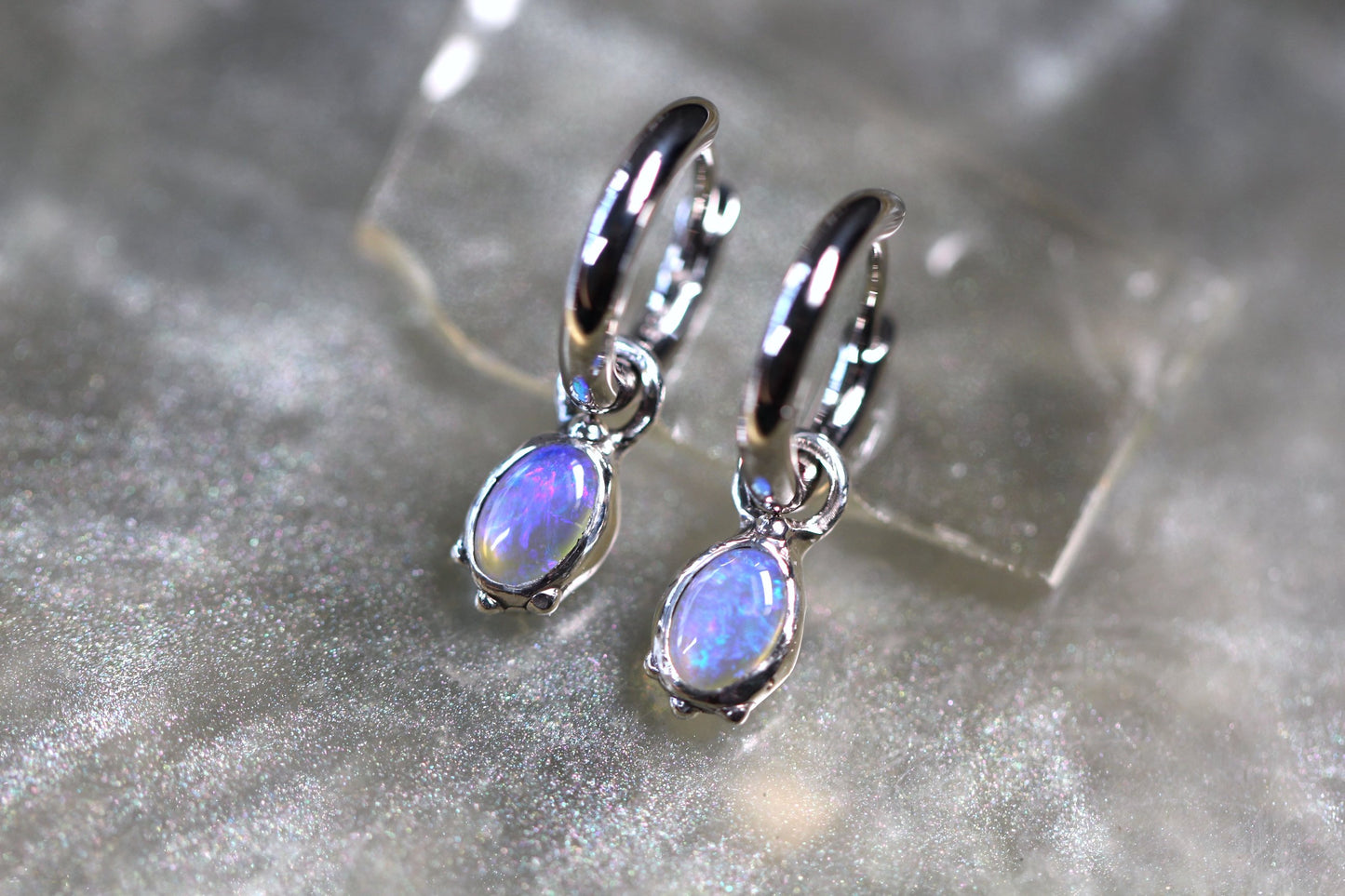 Lightning Ridge Opal and Sterling Silver Earrings