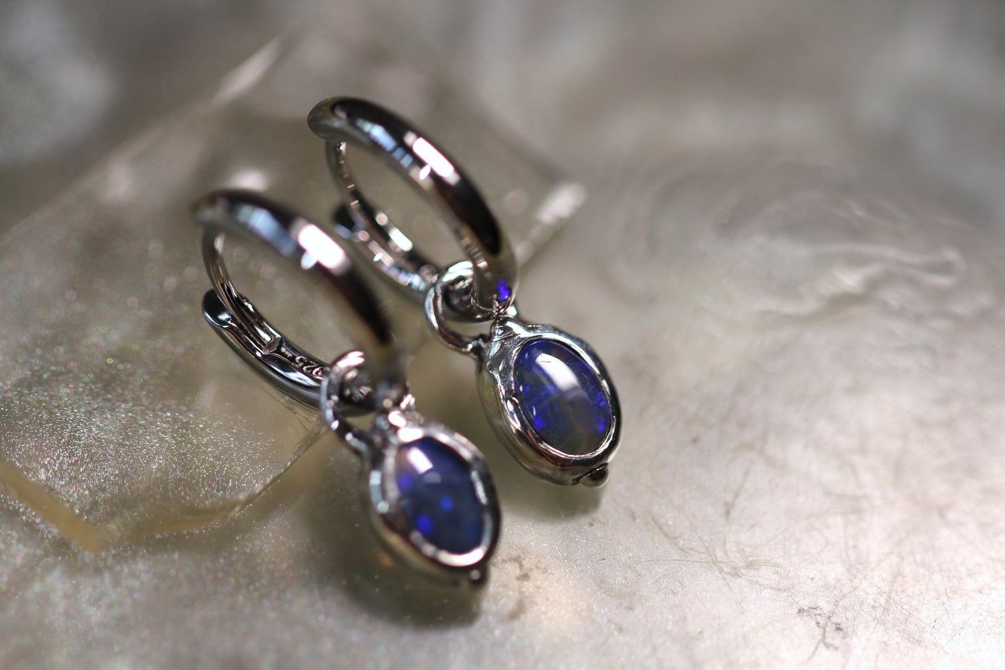Lightning Ridge Opal and Sterling Silver Earrings