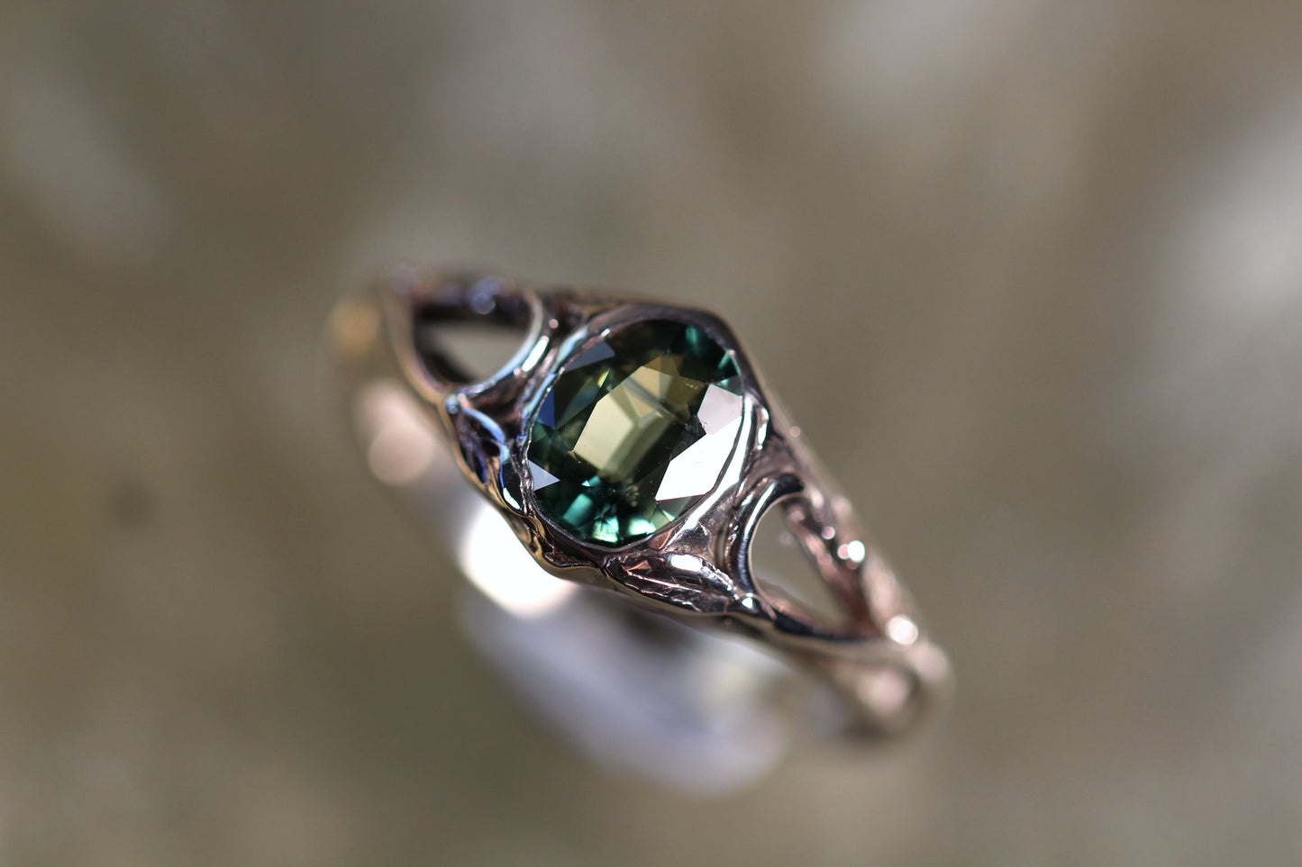 Australian Parti Sapphire and Sterling Silver Ring