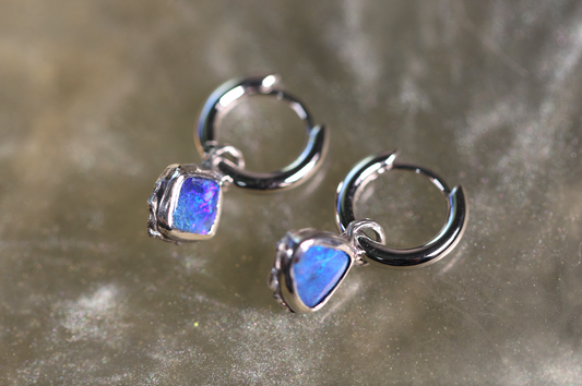 Boulder Opal and Sterling Silver Earrings