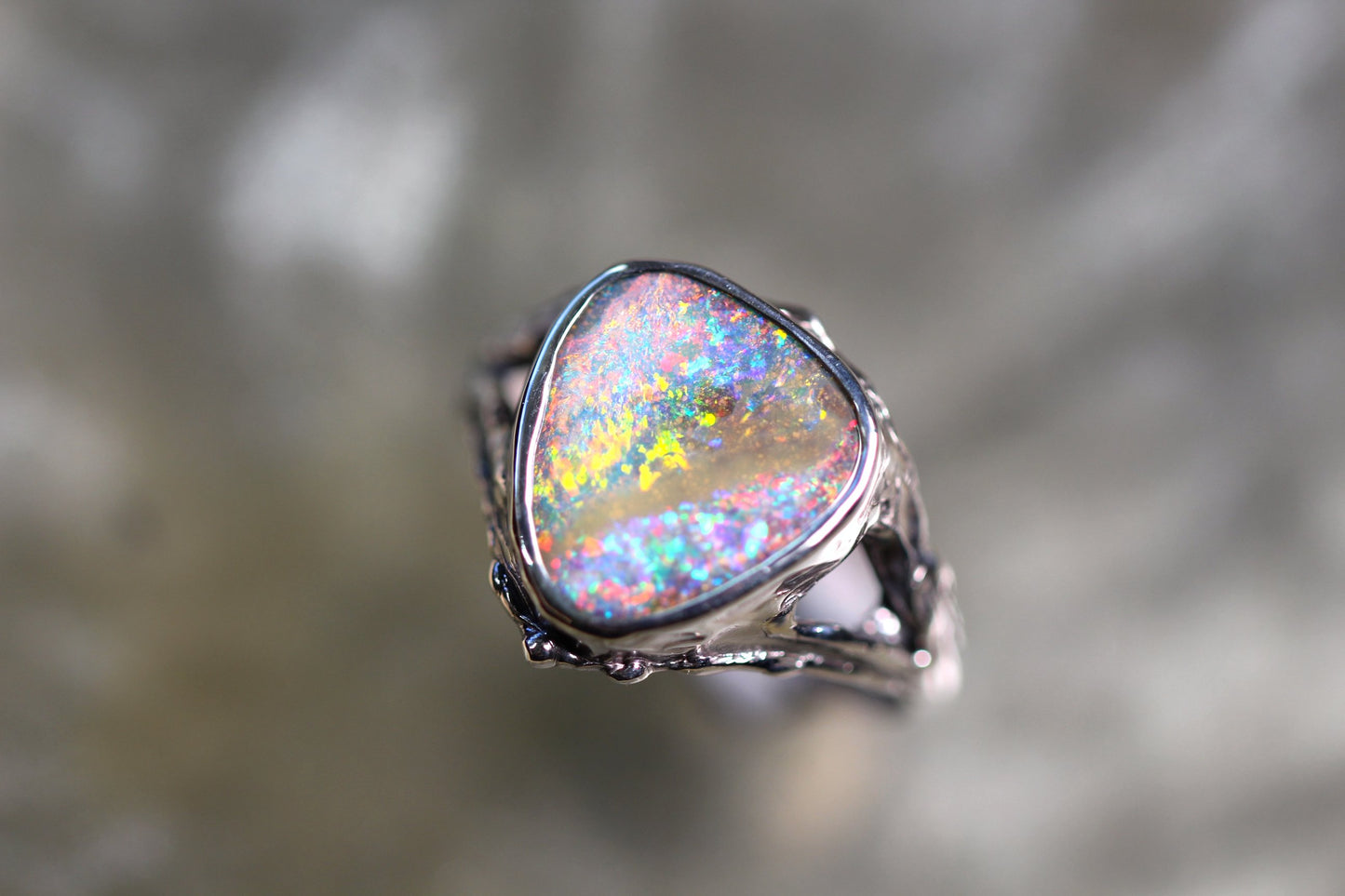 Boulder Opal and Sterling Silver Ring