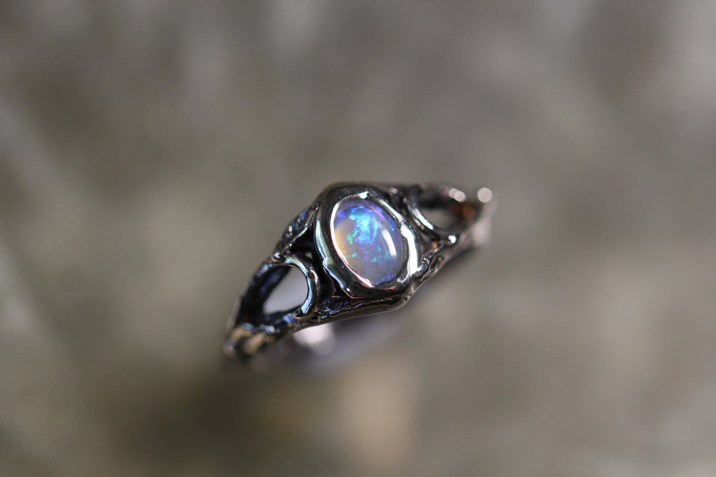 Lightning Ridge Opal and Sterling Silver Ring