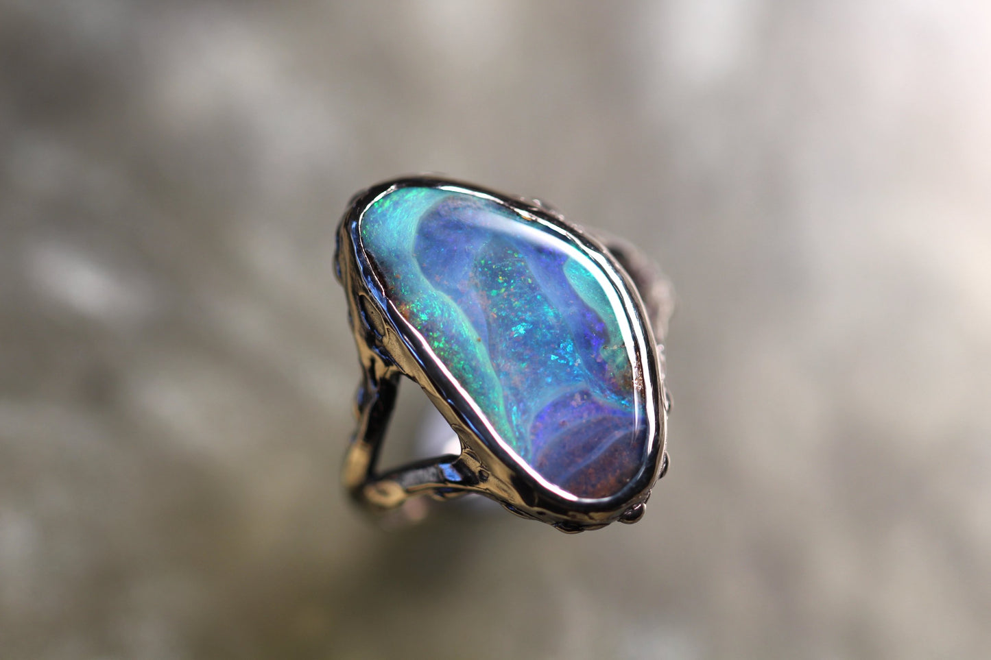 Boulder Opal and Sterling Silver Ring