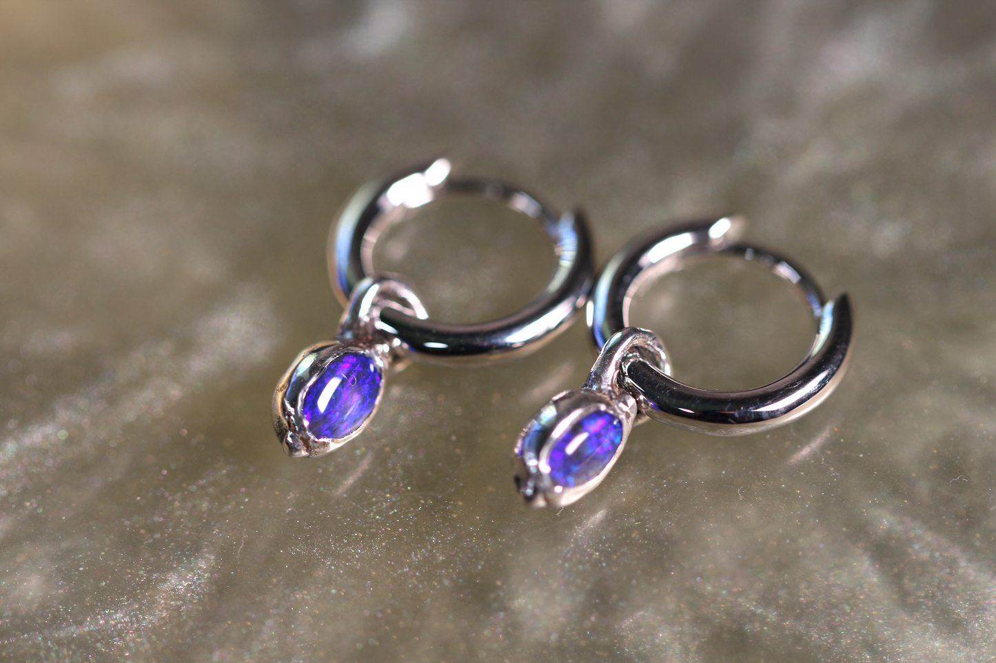 Lightning Ridge Opal and Sterling Silver Earrings