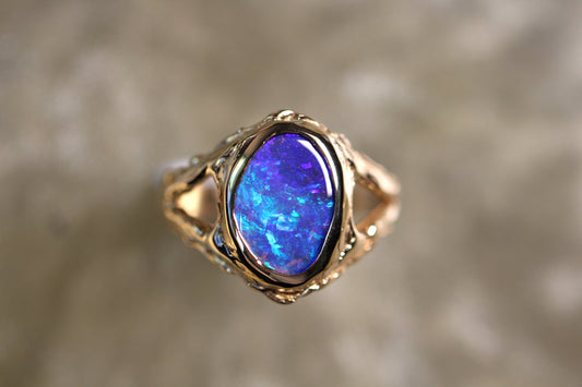 Boulder Opal and Solid 9ct Yellow Gold Ring
