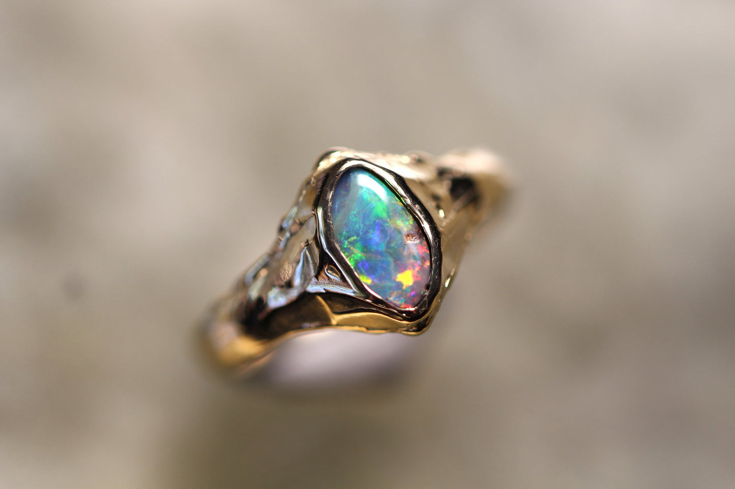 Boulder Opal and Solid 9ct Yellow Gold Ring