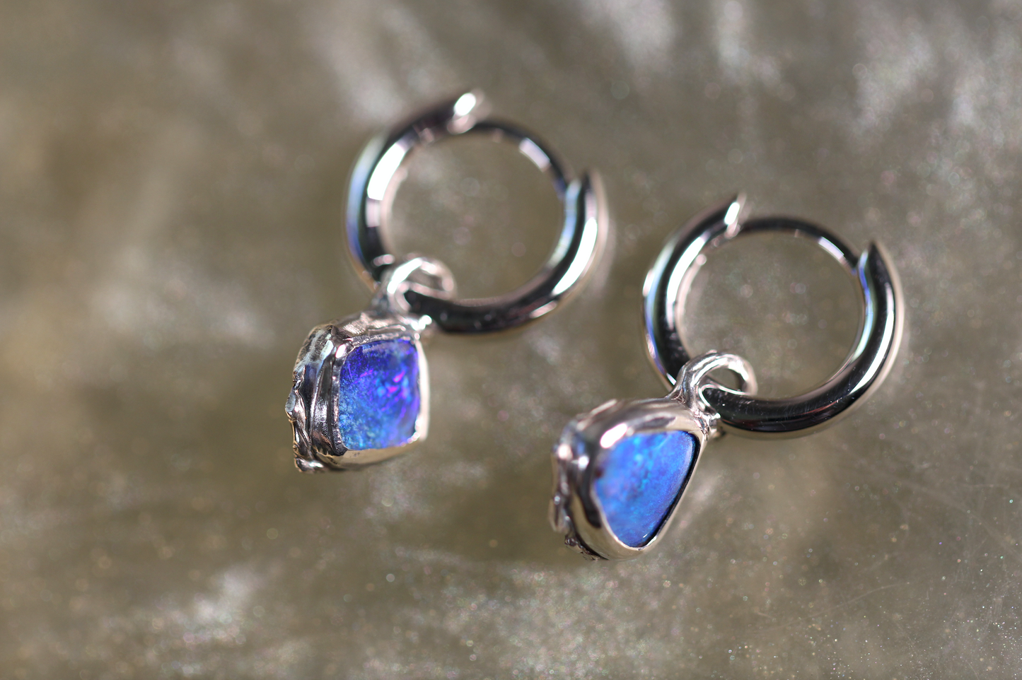 Boulder Opal and Sterling Silver Earrings