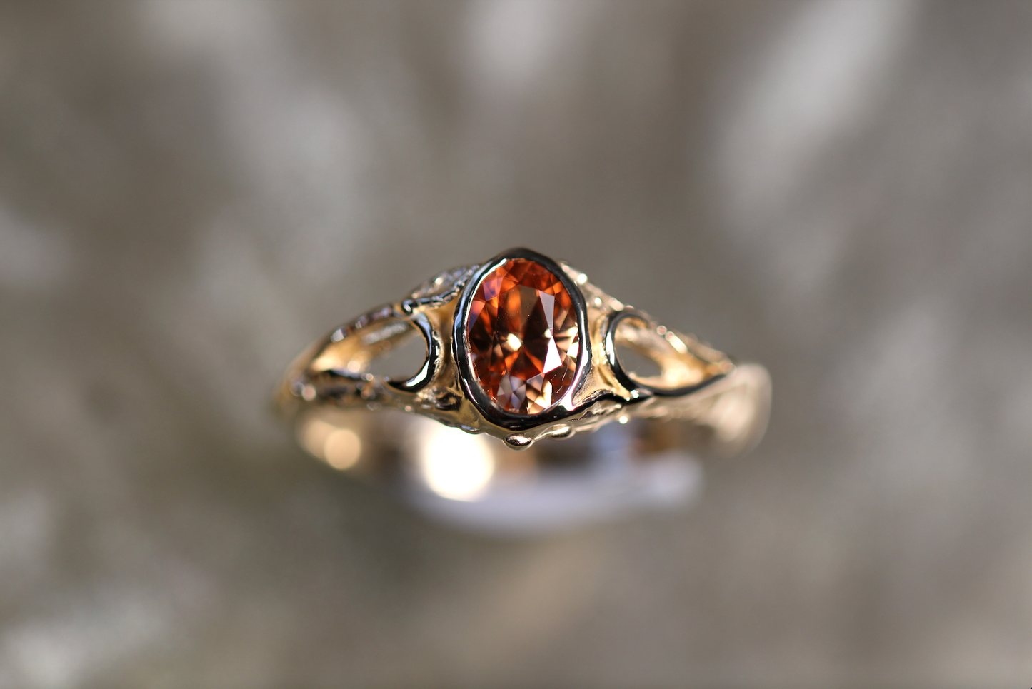 Australian Harts Range Zircon and Solid 9ct Yellow Gold Ring
