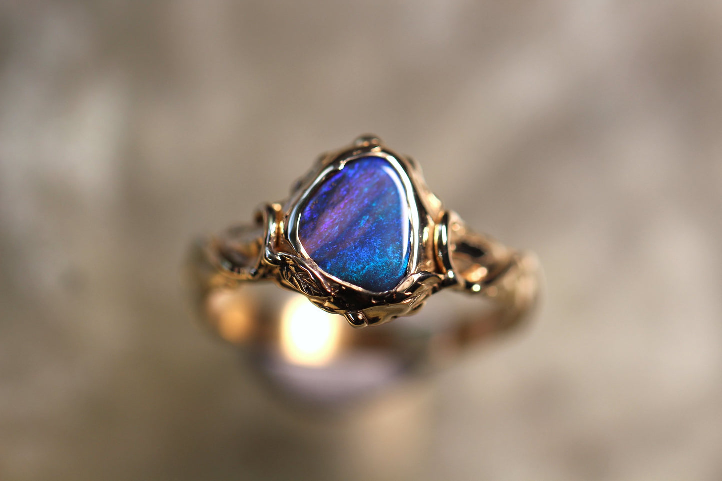 Lightning Ridge Opal and Solid 9ct Yellow Gold Ring
