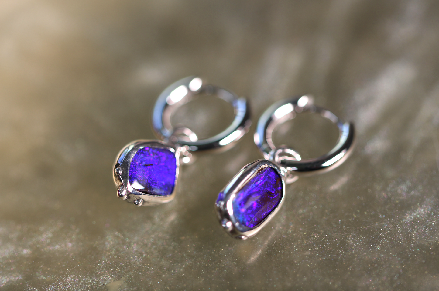 Boulder Opal and Sterling Silver Earrings