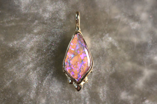 Pipe Opal and Solid 9ct Yellow Gold Pendant
