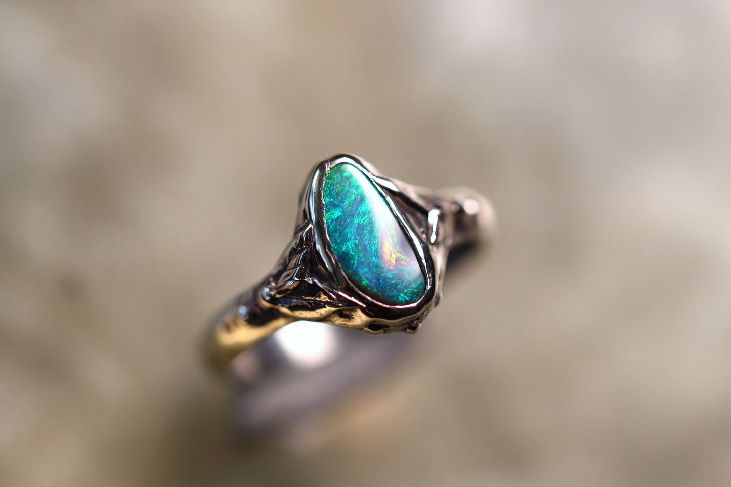 Boulder Opal and Sterling Silver Ring