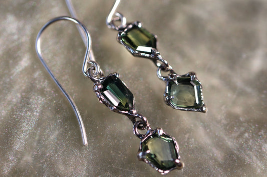 Australian Parti Sapphire and Sterling Silver Earrings