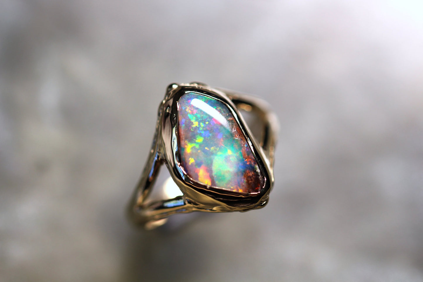 Boulder Opal and Solid 9ct Yellow Gold Ring
