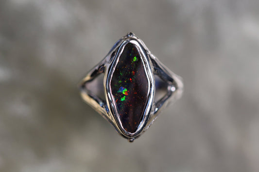 Boulder Opal and Sterling Silver Ring