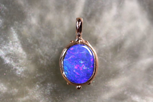 Boulder Opal and Solid 9ct Rose Gold Pendant