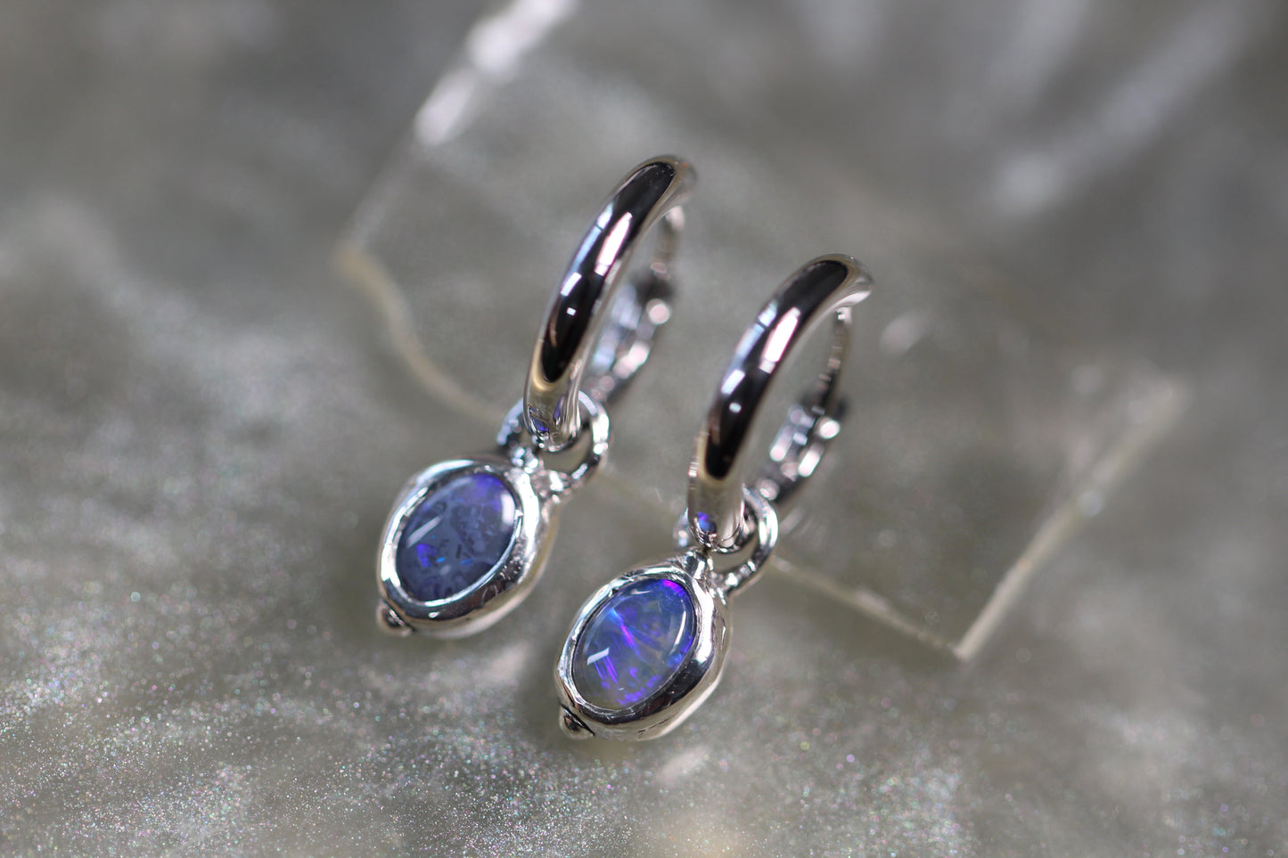 Lightning Ridge Opal and Sterling Silver Earrings