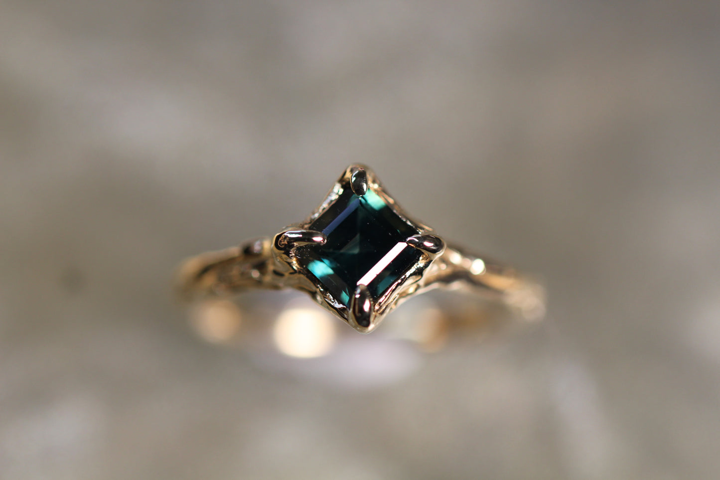 Australian Parti Sapphire and Solid 9ct Yellow Gold Ring