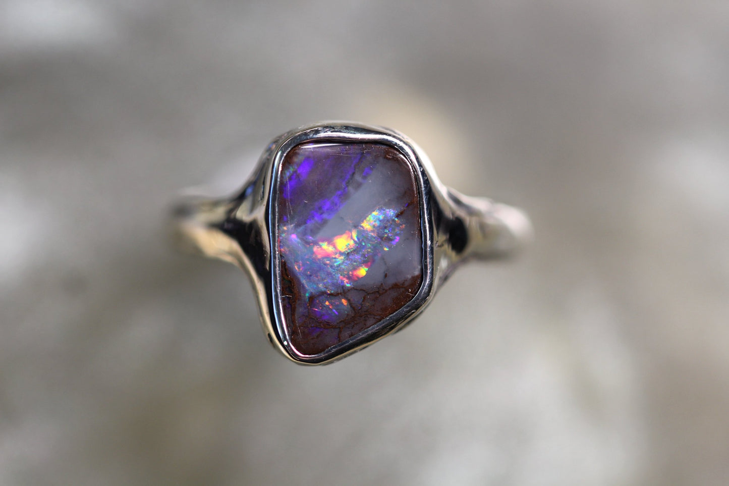 Boulder Opal and Sterling Silver Ring
