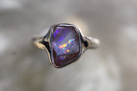 Boulder Opal and Sterling Silver Ring