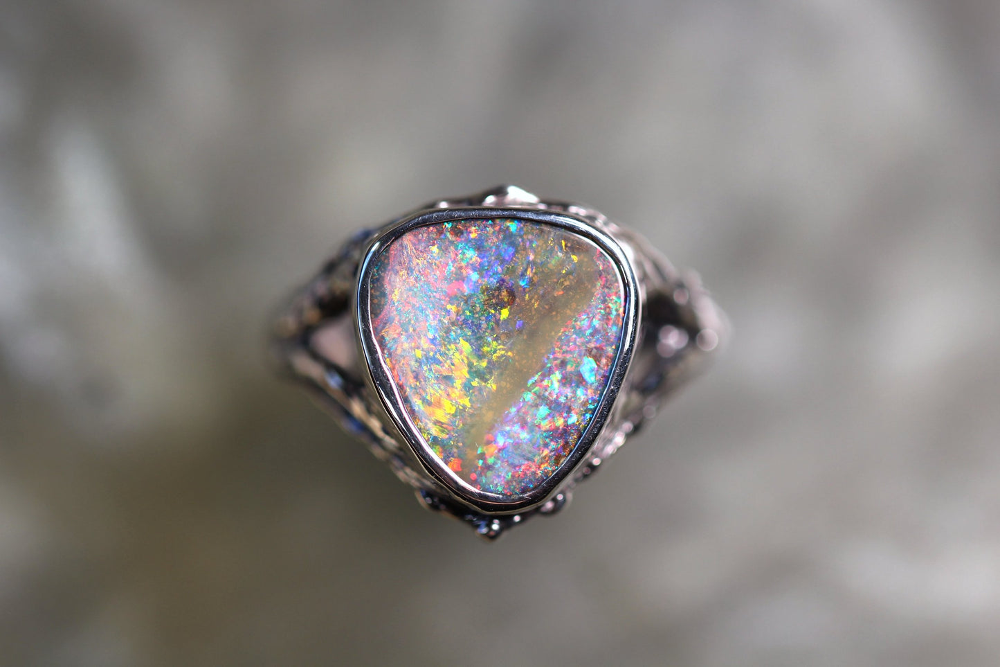 Boulder Opal and Sterling Silver Ring