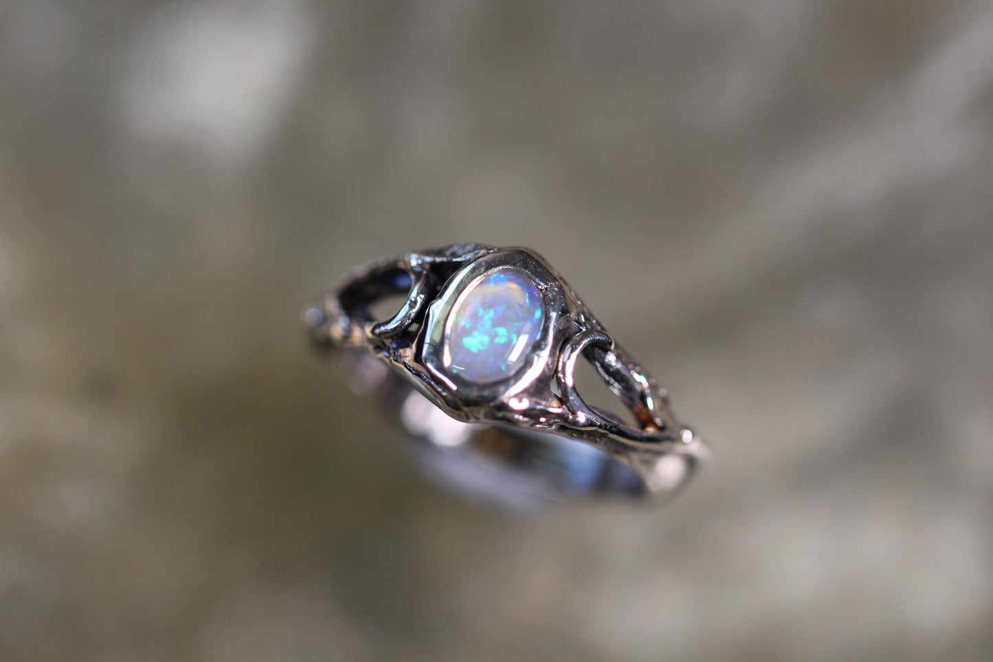 Lightning Ridge Opal and Sterling Silver Ring