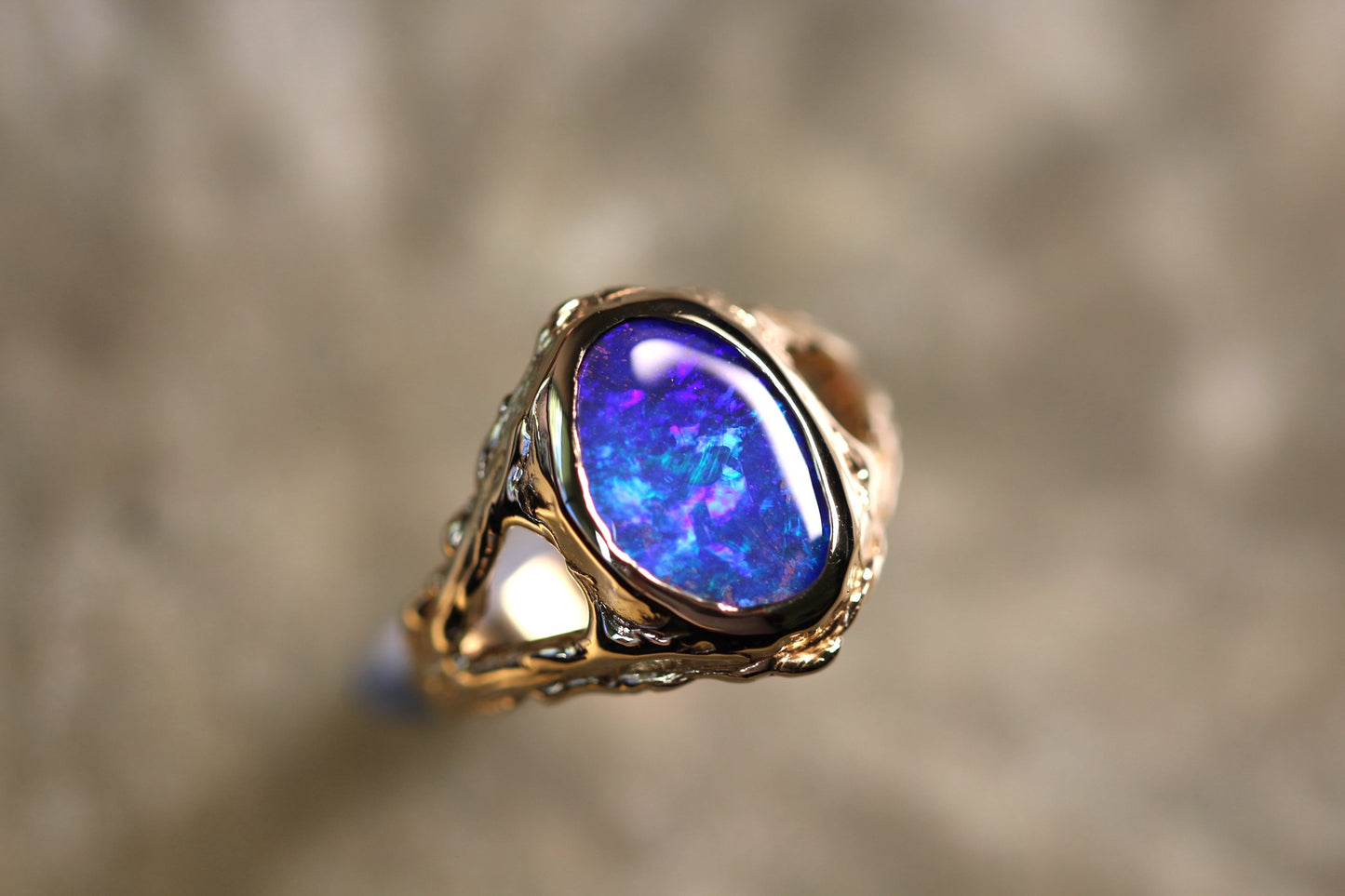Boulder Opal and Solid 9ct Yellow Gold Ring