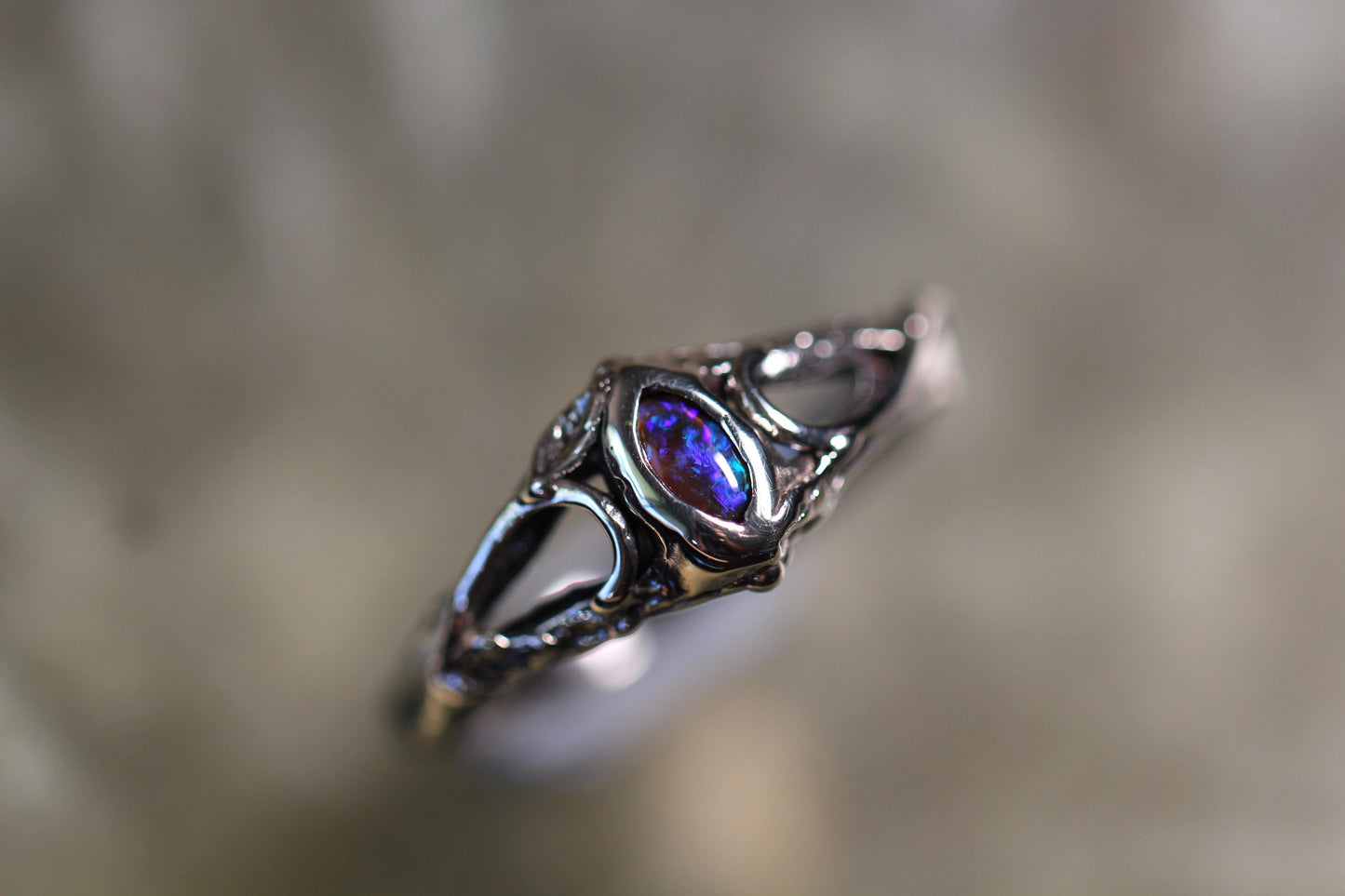 Custom Lightning Ridge Opal Ring