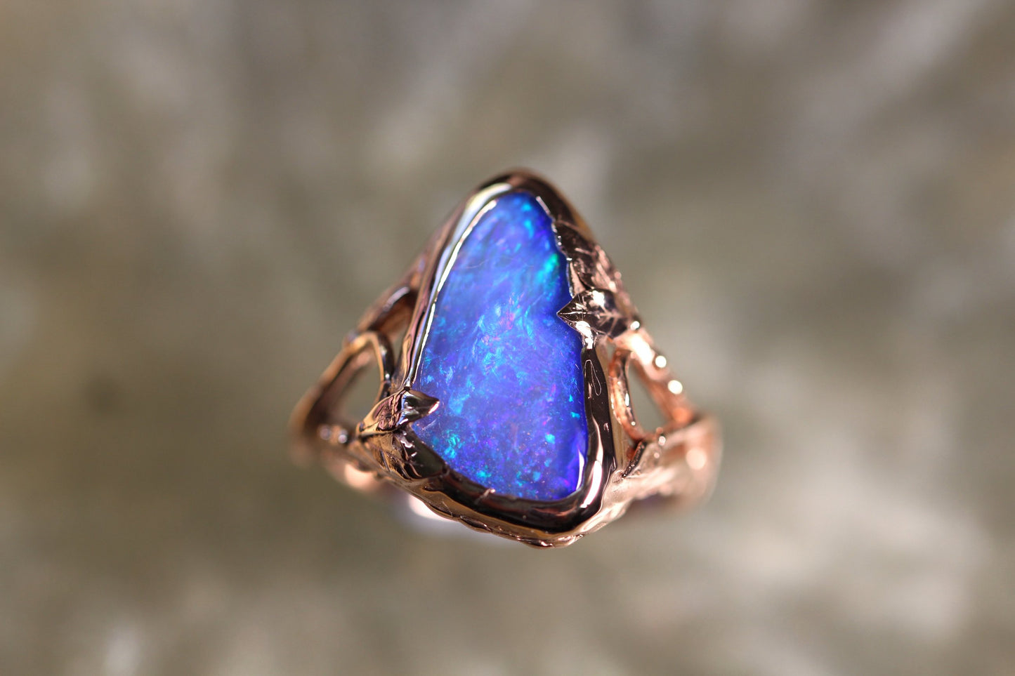 Boulder Opal and Solid 9ct Rose Gold Ring