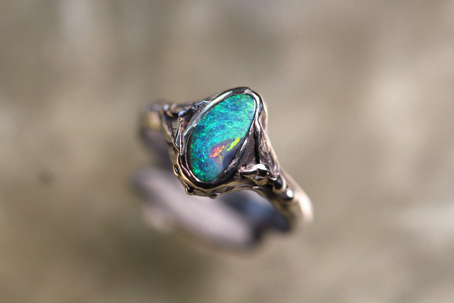 Boulder Opal and Sterling Silver Ring