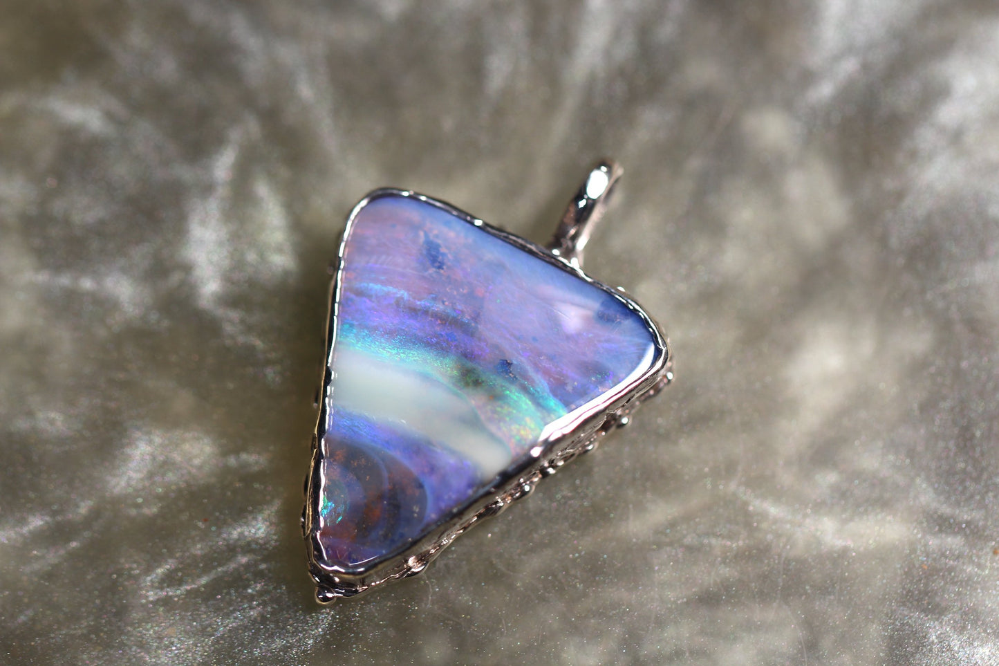 Boulder Opal and Sterling Silver Pendant