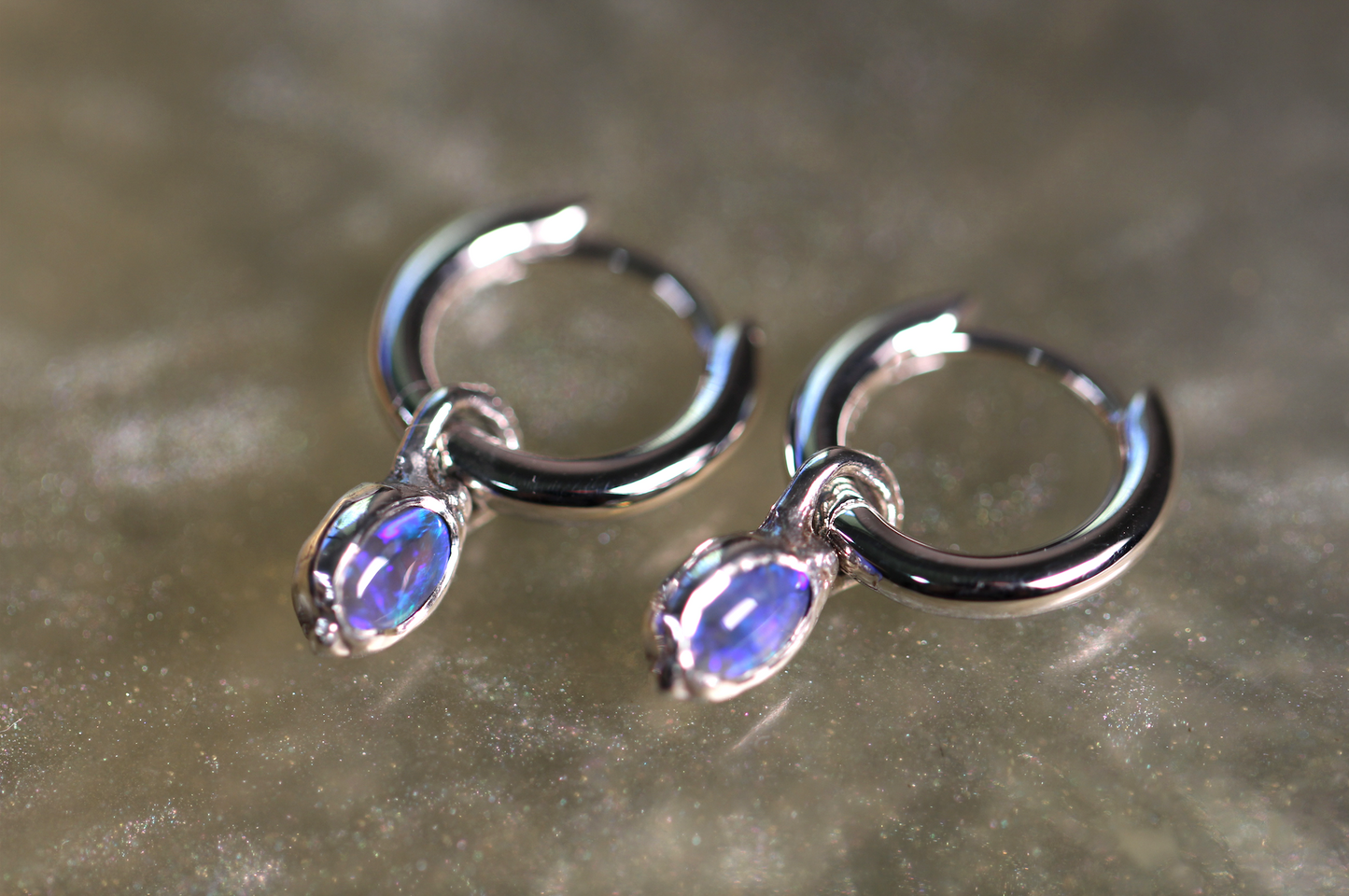 Lightning Ridge Opal and Sterling Silver Earrings
