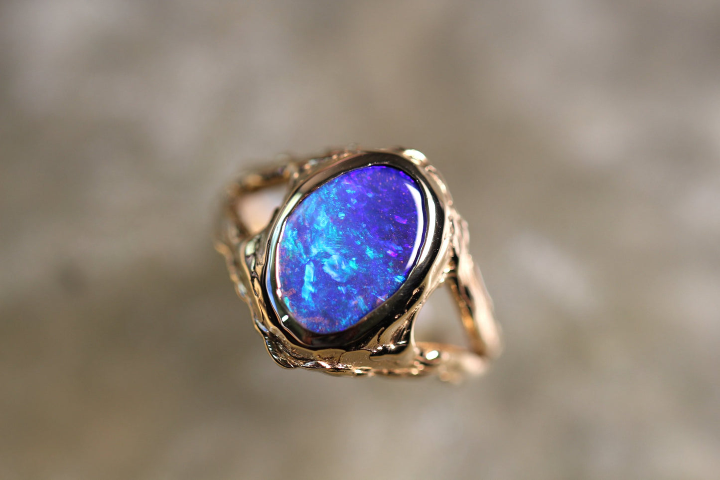 Boulder Opal and Solid 9ct Yellow Gold Ring
